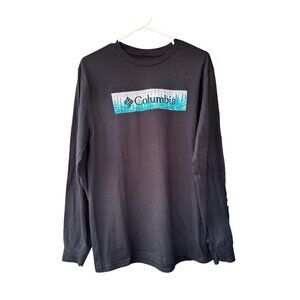 Columbia Shirt Men's M Long Sleeve Graphic Logo Kodiak Forest Outside Black, NWT